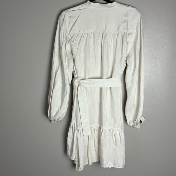 NEW Banana Republic Cream Long Sleeve Flounce Mini Dress With Belt Size Small - Picture 4 of 13